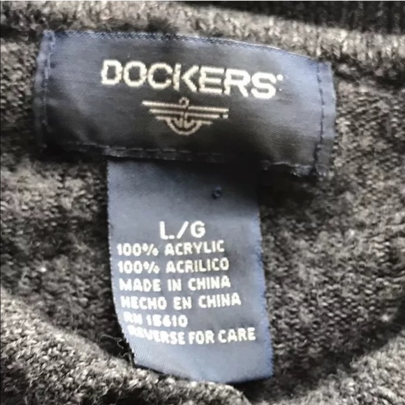 Dockers Men Sweater Long Sleeve Buttons Large Long Sleeve Gray Layering Polo - Picture 8 of 9